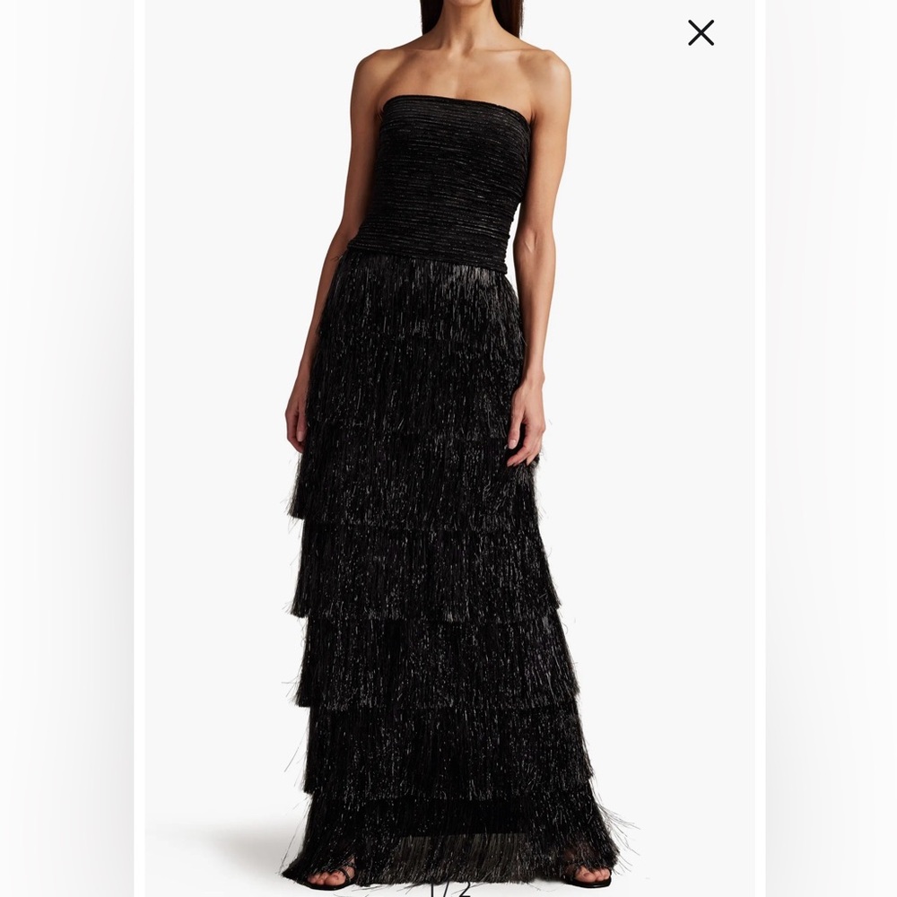 Strapless Metallic Fringe Gown
SHO by Tadashi Shoji
